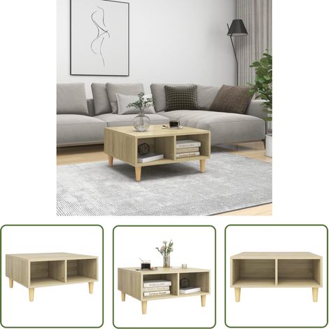 The Living Store Couchtisch Sonoma-Eiche 60x60x30 cm Holzwerkstoff - Couchtisch - Wohnzimmertisch - Esszimmertisch - Holztisch - Sonoma-Eiche (1/5)