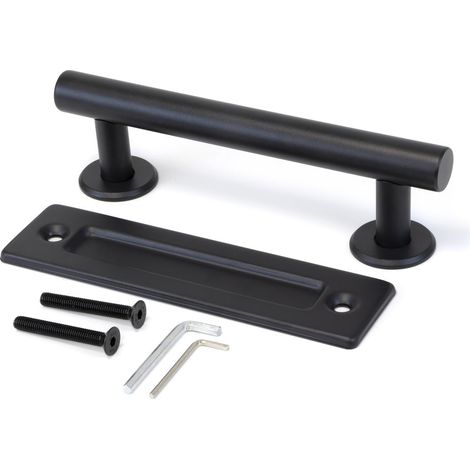 Emuca Griff für Holzschiebetüren Pasadena, Länge 240 mm, 180 mm Achsenabstand, Stahl, Schwarz strukturiert (1/5)