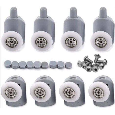 Rollen für Schiebetüren von Duschkabinen – Kugellagerrollen mit 23 mm Durchmesser, kompatibel mit Einscheiben-Sicherheitsglas, einfache Montage, leise und korrosionsbeständig
