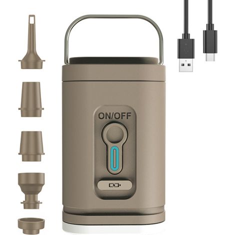 LIFCAUSAL Pompe à air électrique sans fil portable - Compresseur gonflage/dégonflage avec 5 embouts universels, LED intégrée pour matelas pneumatiques, piscines gonflables et bouées de bain (1/5)