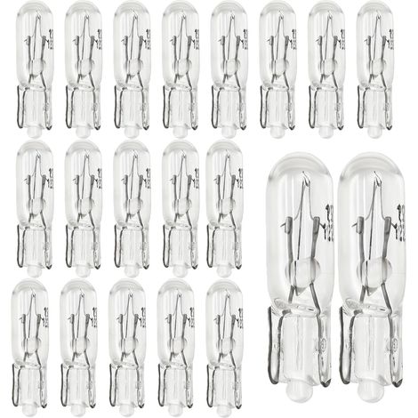 20pcs T5 12v 1.2w Led Bulbs for Car, Dashboard and Meter, White Interior Light, Indicator, Ceiling Light, Durable Quartz Glass Material, for Car Motorcycle Truck (1/5)