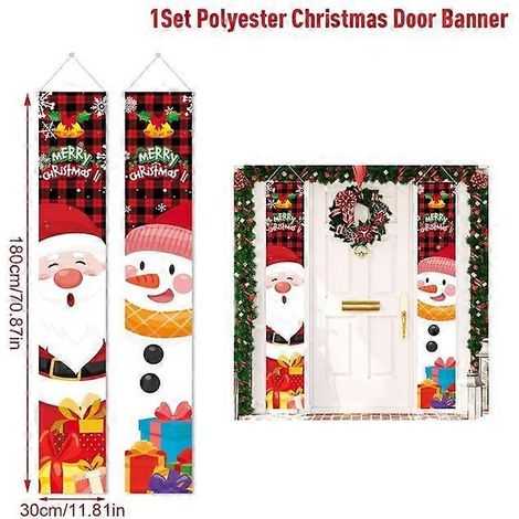 Décoration de porte de Noël, bannière Joyeux Noël, décoration à suspendre pour la maison, ornement de Noël, cadeau de bonne année, Père Noël, bonhomme de neige (1/5)
