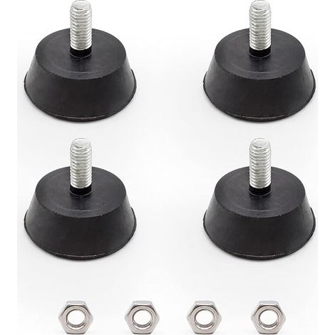 TIANLIN Lot de 4 Pieds Réglables M6 x 16mm, Base de 32mm de Diamètre, Pads en Caoutchouc Noir, pour Meubles, Antidérapants et Stables (1/5)