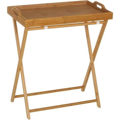 Plateau de service - JUANIO - 35 x 55 x 61,5 cm - Bambou - Rectangulaire - Pieds en bambou (1/3)