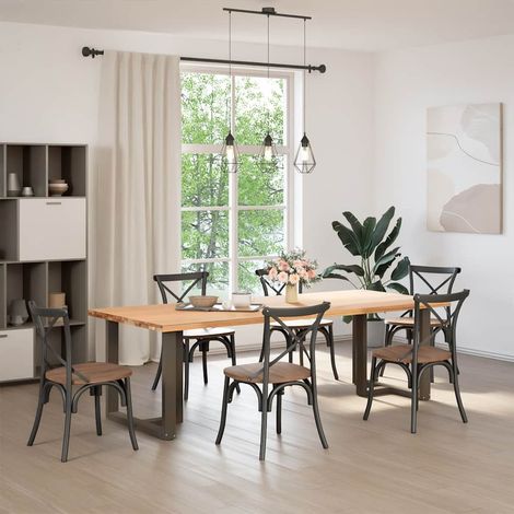 Pieds de table à manger en T, 2 pièces, noir, 80 x 35 x (72-73) cm, acier