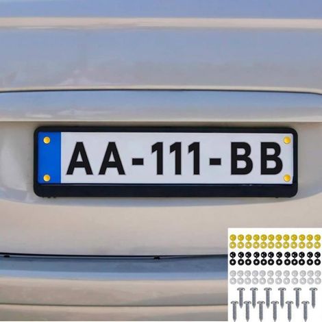 Kit de fixation de plaque d'immatriculation, 12 vis et 36 capuchons, vis et capuchons, fixations de plaque d'immatriculation (1/5)