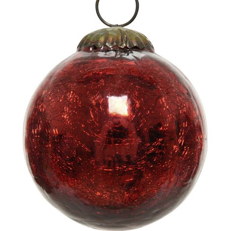 Weihnachtskugel Craquelé Optik Rot Ø 7,5 cm - Glas