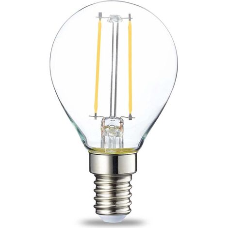 Pack of 6 Small Round P45 LED Bulbs E14 Edison Screw Base 2W (25W Equivalent) Clear Filament Non-Dimmable Warm White [Energy Class E] (1/4)