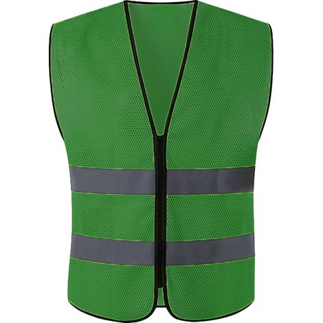 Gilet de Sécurité Réfléchissant Chantier BTP Jardinage - Gilet Maille Zippé Vert Herbe - Lot de 8 Pièces-lsw