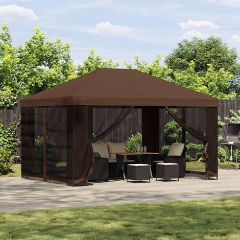 vidaXL Gazebo 4 × 3 m Marrone Poliestere e Acciaio 190 gsm