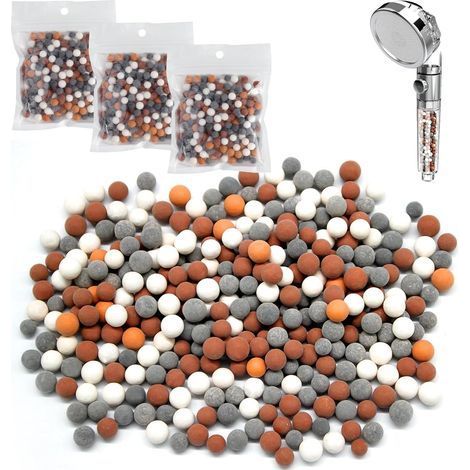 Anti Calcaire pour Douche, Filtre anti-calcaire,4 Paquets Pommeau Douche Anti Calcaire Remplacement, Minérale Balles à Douche,Ions Négatifs Minérale Balles de Douche (1/5)