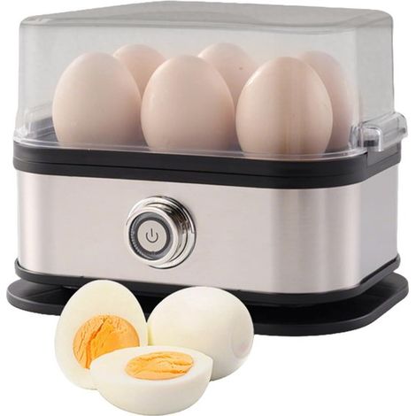 Cocedor de huevos，Cocedor de huevos eléctrico，Cocedor de huevos al vapor，Acero inoxidable，Temporizador ajustable de 6 ranuras，Decoración navideña (1/5)