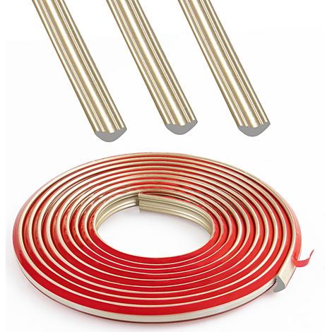 Garniture de plinthe TPE, garniture de moulure de bande de calfeutrage flexible, corniche de bande de bordure autocollante pour mur, plans de travail, sol 12×9mm 300cm Or Champagne (1/5)