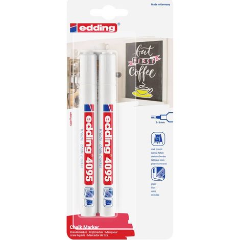 Edding 4095 4-4095-2-1049 Marcatore a gesso Bianco, Bianco 4 mm, 15 mm (1/5)