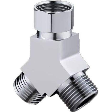 Y-förmiger Anschlussadapter für Duscharm, 3-Wege-Umstellventil, kompatibel mit Handbrause, feststehendem Duschkopf und Strahlventil (weiblich-männlich-männlich). (1/5)