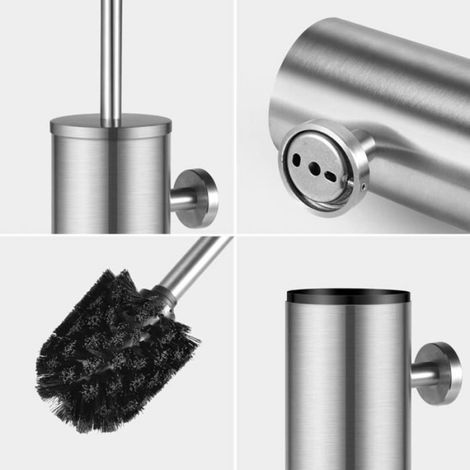 Brosse toilette acier inox 304 Support Couvercle anti-éclaboussures Design moderne (1/4)
