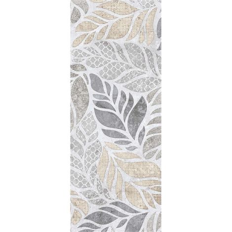 Panneau mural douche en alu-composite VIPANEL - Inspiration Nature Décor Feuillage Gris - Finition Mat Perle - 100x255cm (1/5)