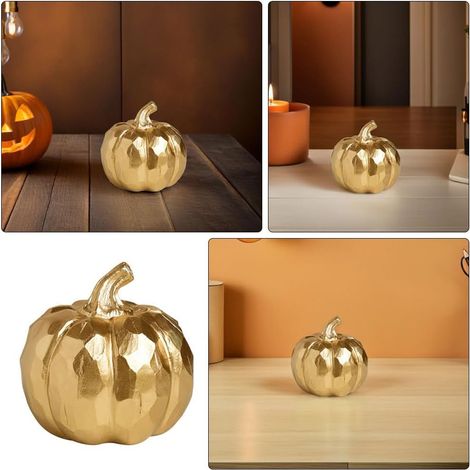 (1 pièce) Ornement, résine, décoration de citrouille d'automne, résine de Thanksgiving, petite figurine de citrouille - pièce maîtresse de table (1/4)