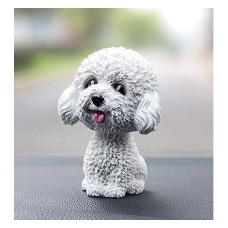 Auto Aimable Chien Figurine Bouge la Tête Wobble Head Hocher Tête Jouet Tableau de Bord Décoration Chien en Hochant Tête Intérieur de Voiture Décoration (Teddy Blanc) (1/3)