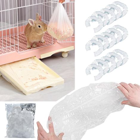 50 Pcs Disposable Small Animal Litter Bags Plastic Film Rabbit Guinea Pig Litter Tray Liner Disposable Rabbit Cage Liner for Hedgehog Chinchilla Rabbit Cage, 90x60cm (1/5)