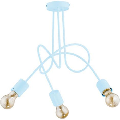 Alfa TANGO Children's Ceiling Lamp, Blue/Turquoise Metal 3-Light Flush Mount for Kids Bedroom/Nursery/Playroom, 3xE27 Max 15W, Dimmable with bulbs, 48cm x 41cm