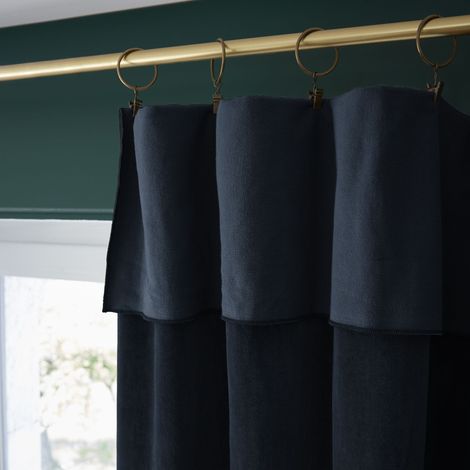 Rideau ajustable + 8 anneaux pince 140 x 270 cm velours de coton césar minuit Bleu foncé (1/4)