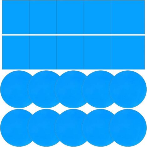 BUNTHAUS 20 PCS Rustine pour Piscine, Patchs de Réparation de Piscine en Vinyle Kit de Réparation de Piscine Liner Auto adhésif en PVC pour Tente Spa château Gonflable 10 Carrés + 10 Cercles Bleu (1/5)