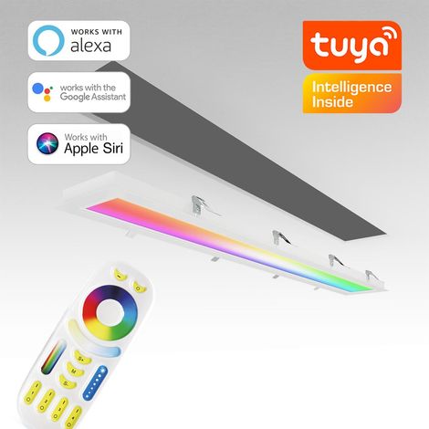 RGB+CCT LED Panel 120x15cm inkl. MiBoxer Smarthomesteuerung 24W 24V Rahmen weiß - Panelmontage:  Einbaurahmen weiß (1/5)