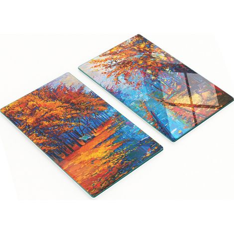 Tablas de cocina de vidrio templado con dise帽o de 谩rbol oto帽al, 2 x 30 x 52 cm. (1/5)