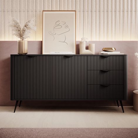 AX LIVING Schwarz Kommode Vespasia 163 2T3S – 163,2 cm modern