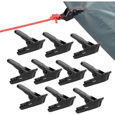 10 pcs Pinces de tente réglables, ensemble de pinces pour auvent, bâche fixe, excellente adhérence, clips de bâche polyvalents, accessoires de tente pour camping et bâches (1/5)