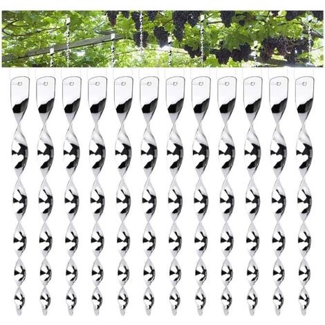 Répulsif à oiseaux écologique, 12 spirales réfléchissantes pour décorer et protéger votre jardin. (1/4)