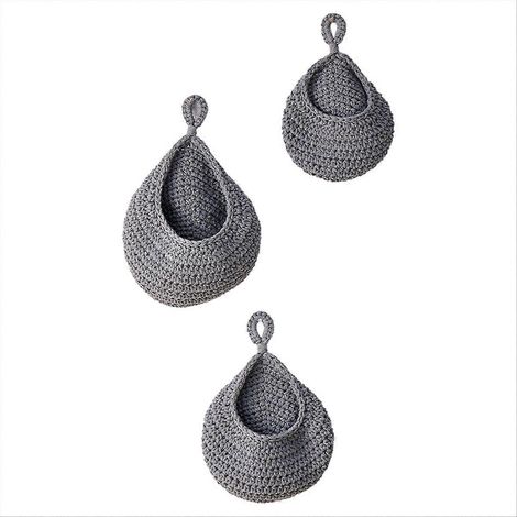 Lot de 3 paniers suspendus tressés pour légumes A (1/5)