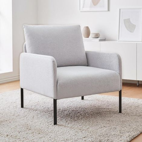 Loungesessel aus Leinen, Polstersessel für Wohnzimmer & Schlafzimmer, Beige (1/5)