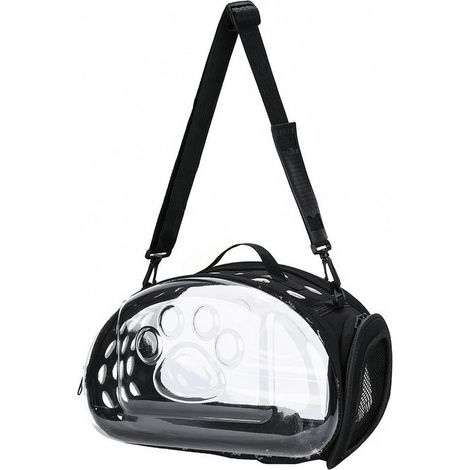 Sac de transport pour chat et chien - Léger et respirant - Sac à main avec bandoulière - Pour voyage, avion, train et voiture - 36x20x22 cm-Noir (1/5)