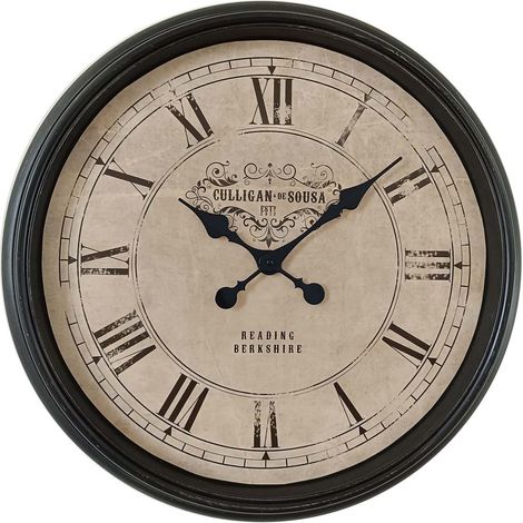 Wanduhr Wanduhr Design Wanduhr Glas schwarz römisches Ziffernblatt D 58 cm (1/4)