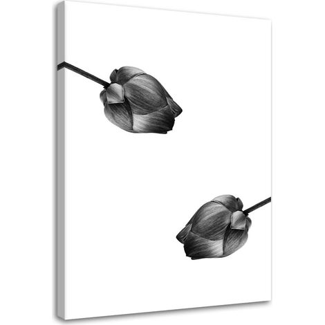 Tableau sur toile Fleur Nature Noir et Blanc 70x100 (1/5)