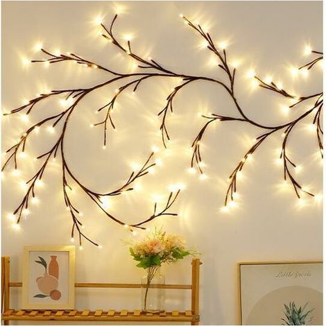 – Lumières en rotin 230 cm avec 144 LED – Blanc chaud – Télécommande avec 8 modes – Décoration murale intérieure Noël (1/5)