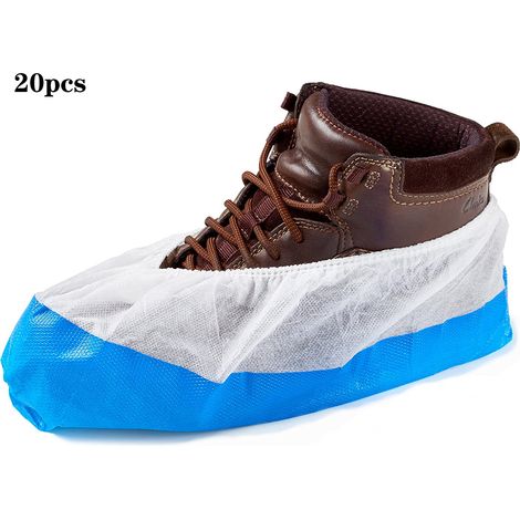 Surchaussure, semelle antidérapante renforcée/ultra-résistante, imperméable, taille unique, jetable, bleue et blanche (1/5)
