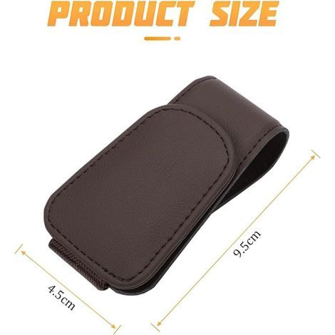 Porte-Lunettes De pour Voiture, Magnétique en Cuir Clip Cintre De Lunettes pour Voiture, Support De Lunettes De Soleil De Visière Voiture Universel avec Pince à Carte (Moka) (1/5)