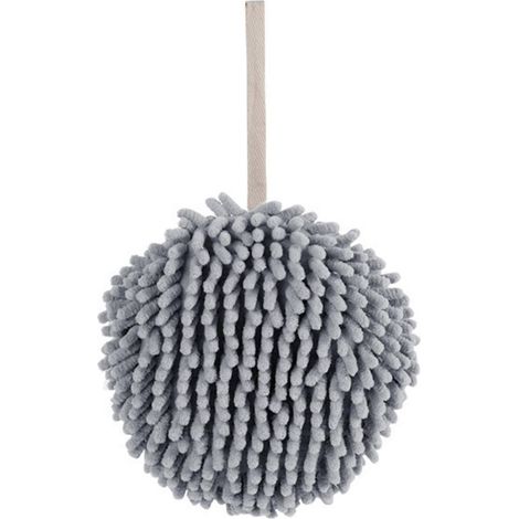 Serviette en chenille très absorbante avec boucle de suspension, séchage rapide, douce et facile à sécher à l'air libre, accessoire de salle de bain, climatiseur gris. (1/5)
