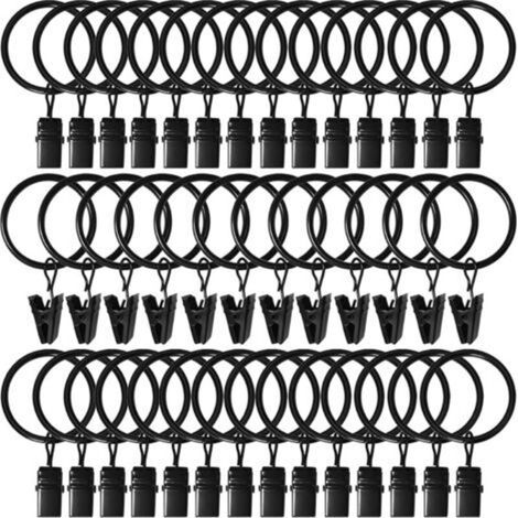 45 Stück Metall-Gardinenringe mit Clips, rostfreie Gardinenringe, Metall-Gardinenhaken, Gardinenstangenringe für Dusch- und Fenstergardinen