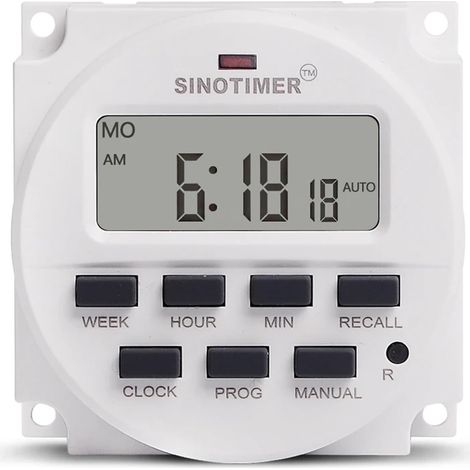 Temporizador digital programable de 7 días, 110 V/120 V CA, relé de retardo de tiempo para control de tiempo, TM618N-4, pantalla LCD de 15,98 pulgadas. (1/5)