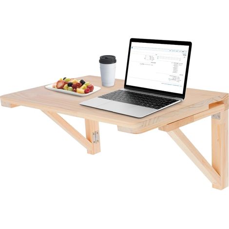 Table pliante murale, bureau pliable, établi pliant en pin, 60 x 40 cm, robuste, gain de place, pour cuisine, salle de bain, bureau, petit appartement et balcon (1/5)