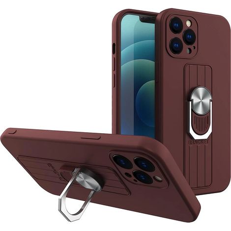 Custodia con anello in silicone, supporto ad anello e funzione di supporto per Xiaomi Redmi 10X 4G / Xiaomi Redmi Note 9, colore marrone. (1/3)