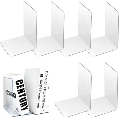 Set mit 6 transparenten Acryl-Buchstützen, Maße 10×10×13 cm, für Bibliothekszwecke