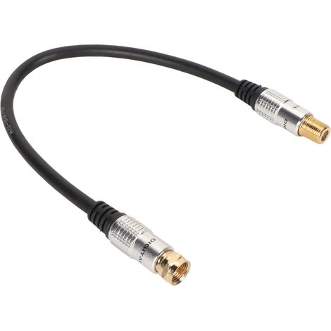 Câble coaxial de type F mâle-femelle plaqué or pour transmission audio/vidéo numérique, compatible avec modem TVHD, CATV et récepteur satellite. (1/5)