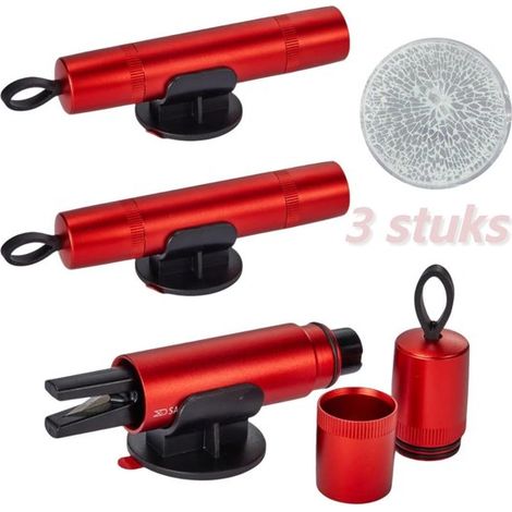 Set di 2 rompivetro, martello di sicurezza per auto 2 in 1, rompivetro e taglia cinture di sicurezza con disco di prova e supporto autoadesivo, taglia cinture di sicurezza (1/5)