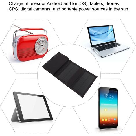 Pannello solare pieghevole monocristallino Toivize da 15 W con caricatore USB rapido da 5 V per campeggio, camper, telefono e uso esterno - Leggero e compatto (1/5)