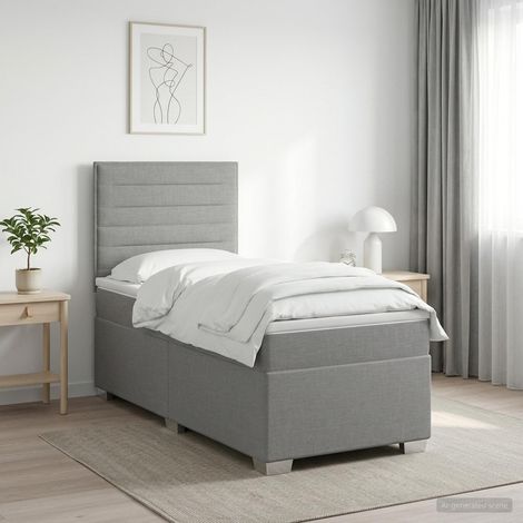 vidaXL Cama box spring con colchón Gris Claro 80 x 200 cm Tela (1/5)